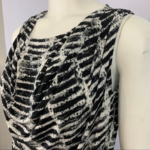 Worthington Stretch Top Sleeveless Cowl Neck Shirt Blouse Top Stripes Striped - Picture 3 of 7
